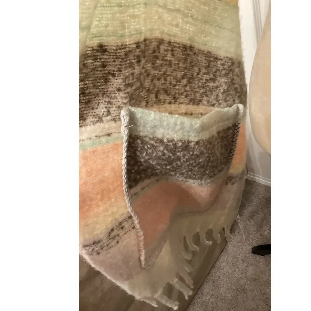 NWT True Craft Ivory Sail Combo Cozy Comfort Striped Fringe Wrap Scarf, OS - Picture 4 of 5